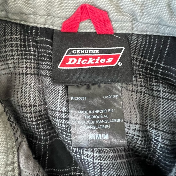 Dickies Jacket Canvas Work Chore Flannel Lined Snap Button Grey Cotton Men’s M - Picture 2 of 11